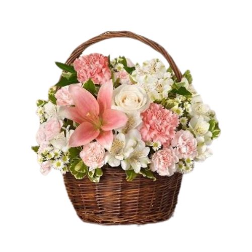 Pink and White Basket