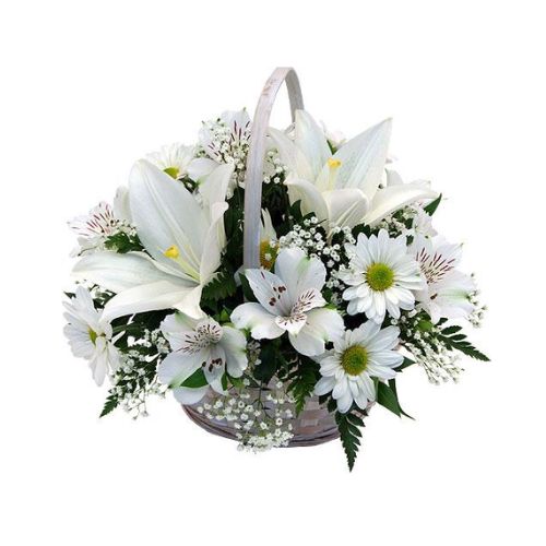 White Floral Basket